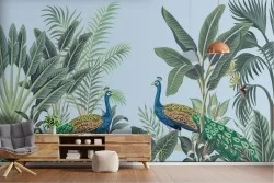 Tropical Leaves Animals Wallpaper
