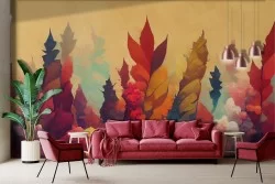 Carta da parati dipinto foglie autunno colorate