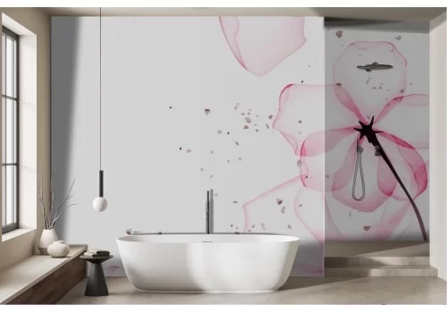 Carta da parati astratta fiori rosa