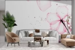 Carta da Parati Adesiva astratta fiori rosa