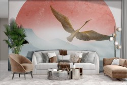 Adhesive Wallpaper zen with bird sea and sun