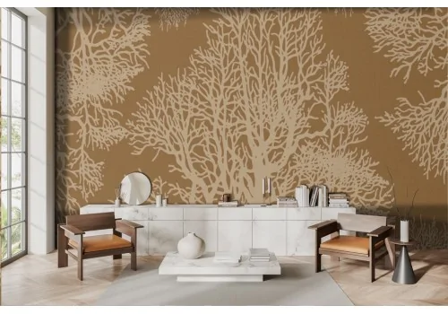 Wallpaper painted trees brown background -a265