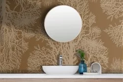 Adhesive Wallpaper painted trees brown background