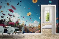 Floral colored wallpaper