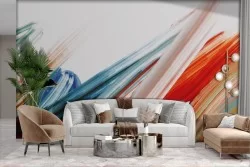 Artistic Adhesive Wallpaper with colorful paint brushstrokes