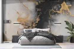 Carta da parati effetto marmo rifiniture oro