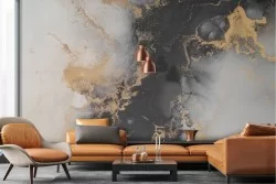 Adhesive Wallpaper with marble effect and gold finishes