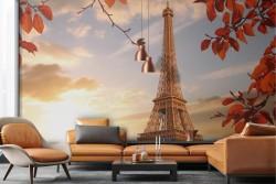 Adhesive Wallpaper Paris Eiffel Tower Sunset