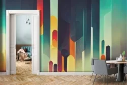 Adhesive Wallpaper with colorful geometric shapes