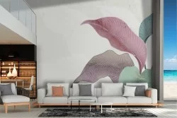 Tropical leaves marble wallpaper