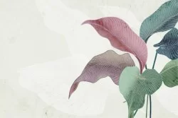 Tropical leaves marble wallpaper