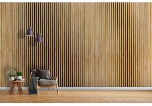 Wood effect striped wallpaper
