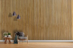 Wood effect striped wallpaper