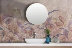 Adhesive Wallpaper with tropical leaves in oriental zen effect