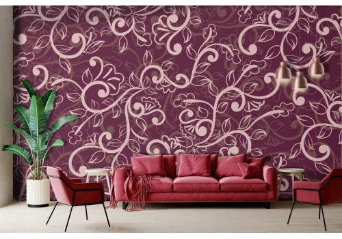 White and purple damask wallpaper -a289