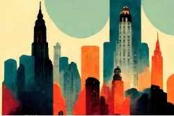 New York Painted Wallpaper