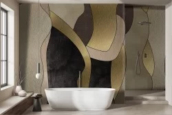 Gold and ivory silhouette wallpaper