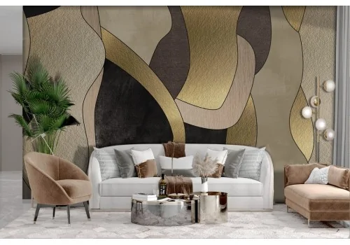 Carta da parati sagome oro e avorio 2