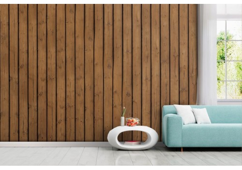 Dark wood plank effect wallpaper
