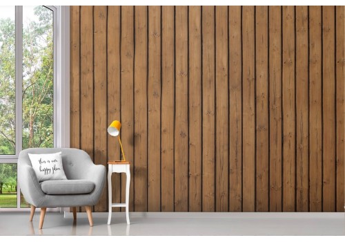 Dark wood plank effect wallpaper 2