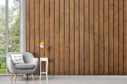 Adhesive Wallpaper with dark wood plank effect