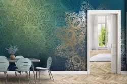 Carta da Parati mandala orientale verde