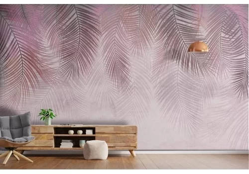 Carta da parati palme tropicali rosa 2