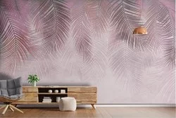 Adhesive Wallpaper Pink Tropical Palms