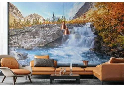 Forest wallpaper with waterfall 2