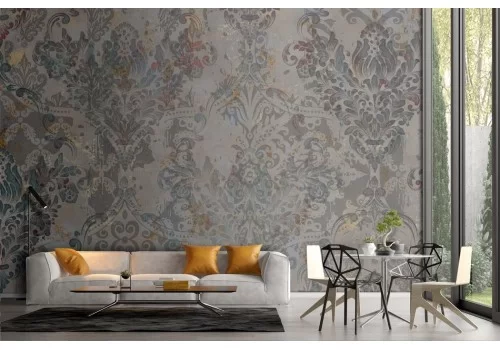 Vintage gray and gold damask wallpaper 2