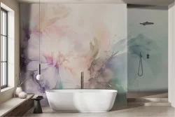 Colorful flowers wallpaper watercolor effect