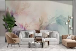 Adhesive Wallpaper with colorful flowers watercolor effect
