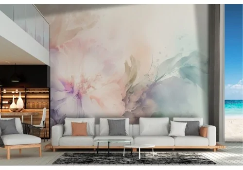 Carta da parati fiori colorati effetto acquerello 2