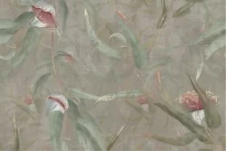 Carte da Parati foglie su sfondo cemento