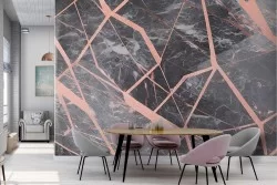 Carta da Parati marmo nero e rosa