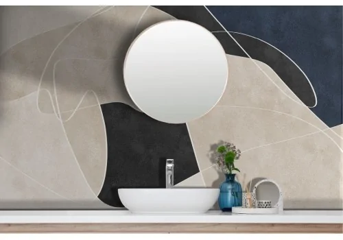 Carta da parati sfondo astratto con righe e onde bianche 2