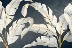 Stylized tropical leaves wallpaper