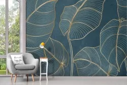Wallpaper with stylized leaves