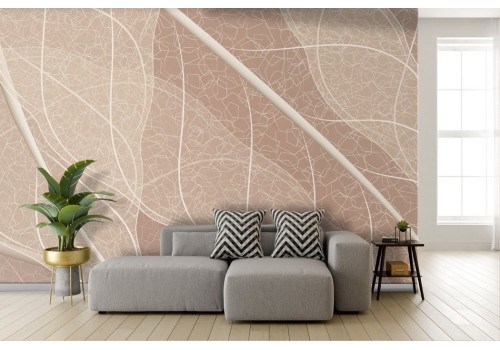 White stylized leaves wallpaper on brown background 2