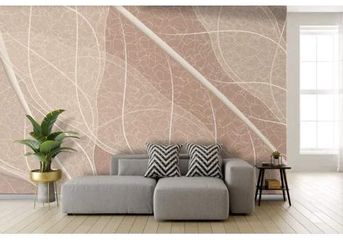 White stylized leaves wallpaper on brown background 2