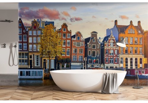 Amsterdam colorful houses wallpaper
