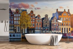 Amsterdam colorful houses wallpaper