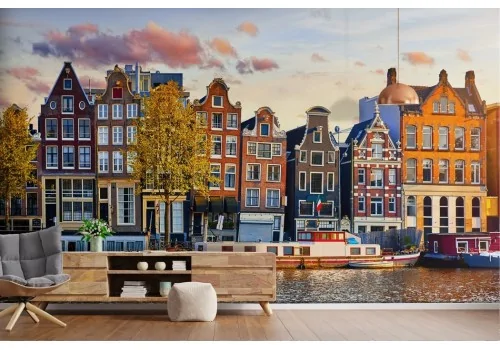 Carta da parati Amsterdam case colorate 2