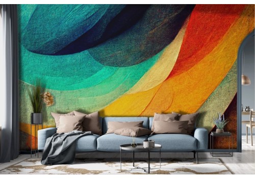 Carta da parati artistica con onde colorate