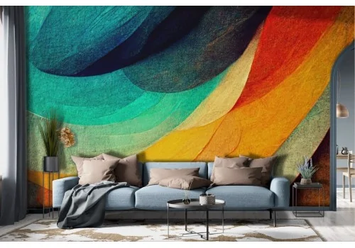 Carta da parati artistica con onde colorate
