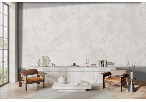 Ivory wallpaper with white flowers