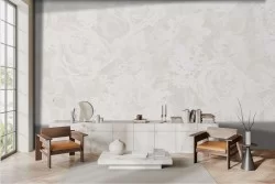 Ivory wallpaper with white flowers