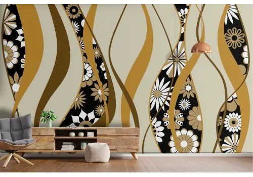 Abstract wallpaper flowers and waves 2