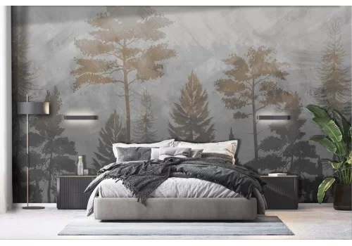 Carta da parati bosco sagomato illustrazione