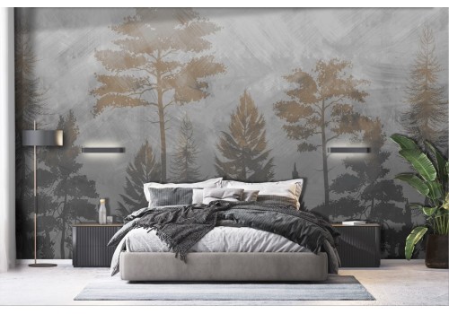 Shaped forest wallpaper illustration